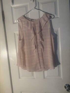 Elle Women's Pink and Gray plaid top, XL